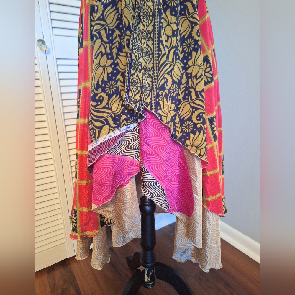 Wevez India Layered Silk Boho Halter Dress Free Size *C6 - Picture 3 of 7